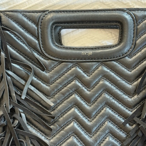 Maje Black Chevron Quilted Leather Crossbody Bag - Picture 5 of 11